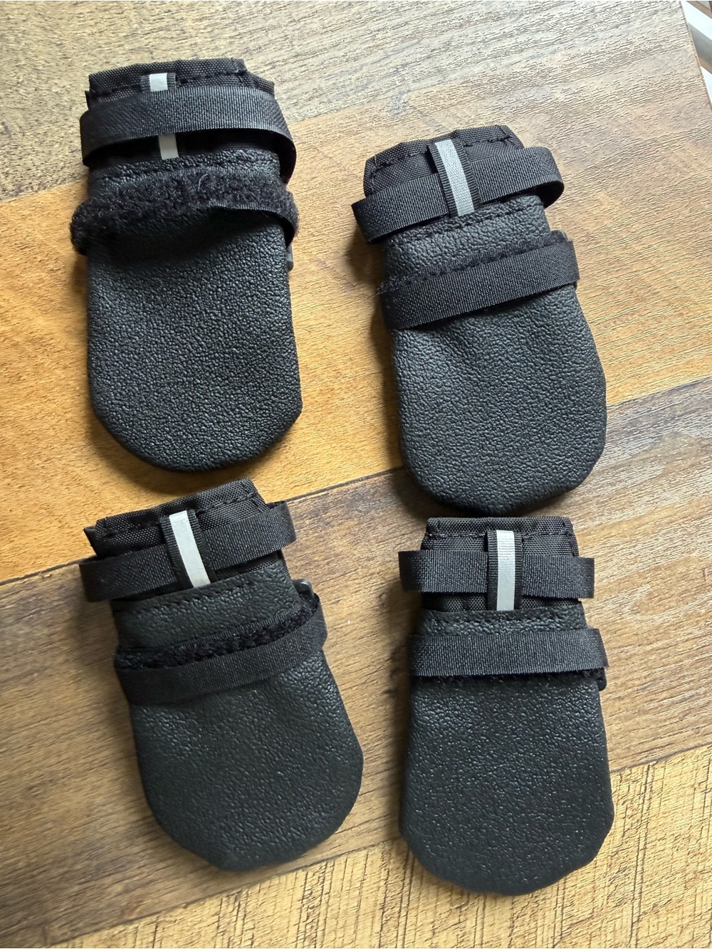 Black Reflective Strap Dog Boots — XS